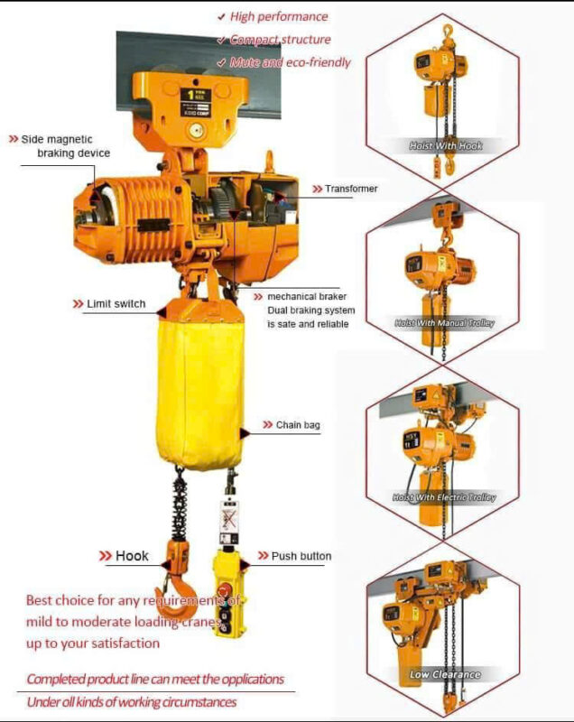 Pa lăng xích điện cố định 1 tấn